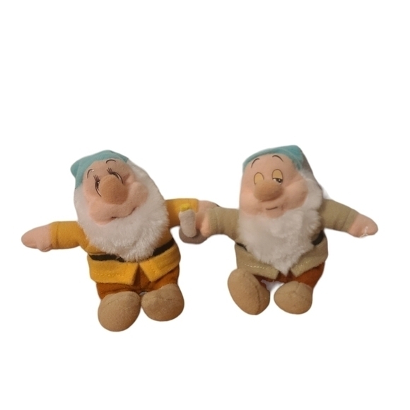 Lot of Two Snow White & Seven Dwarfs Mcdonald 3.5" Plush Dolls  Sleepy & Bashful - Picture 1 of 7